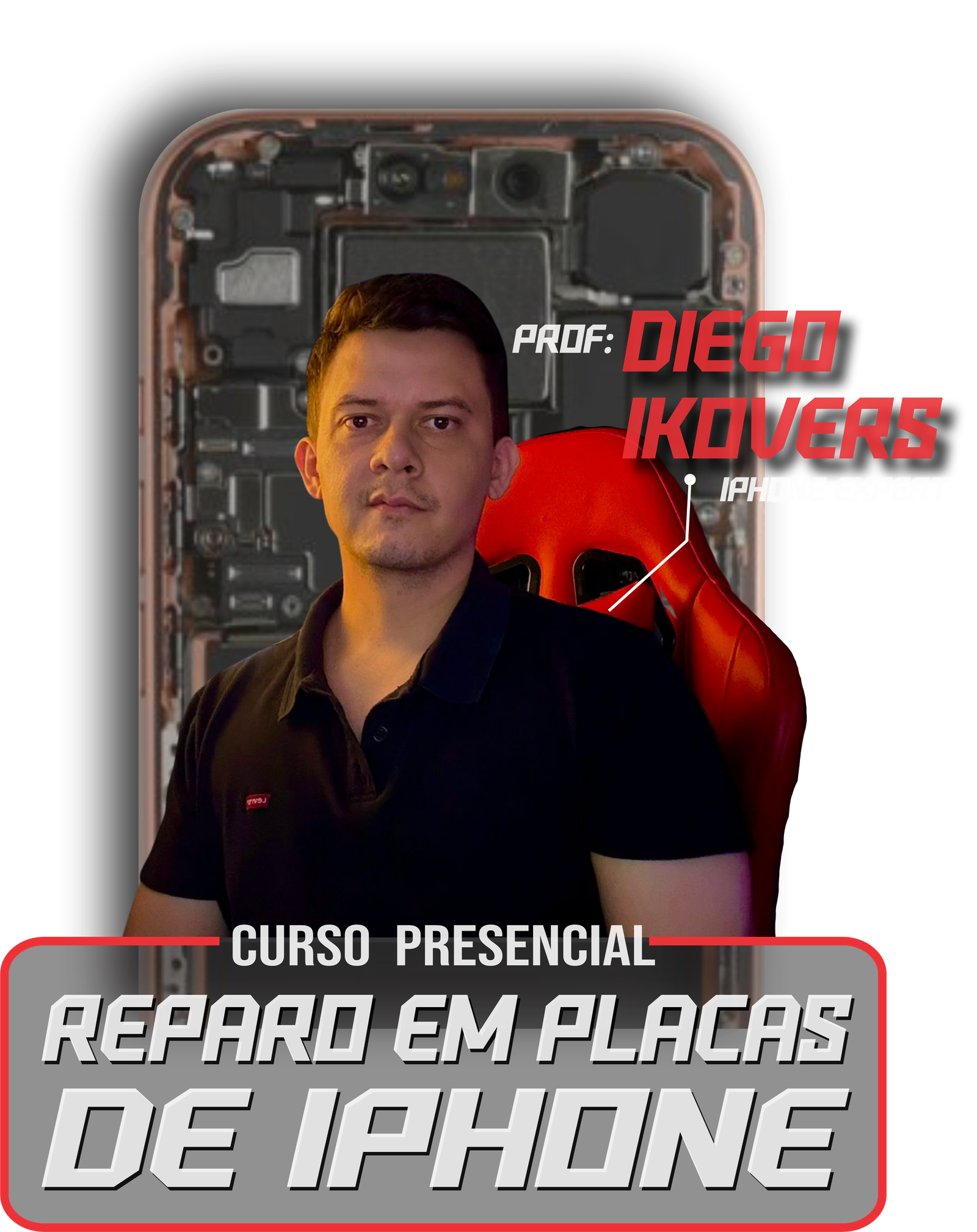 Diego iKovers - Instrutor de curso de reparo em placas de iPhone, reballing CPU e interposer